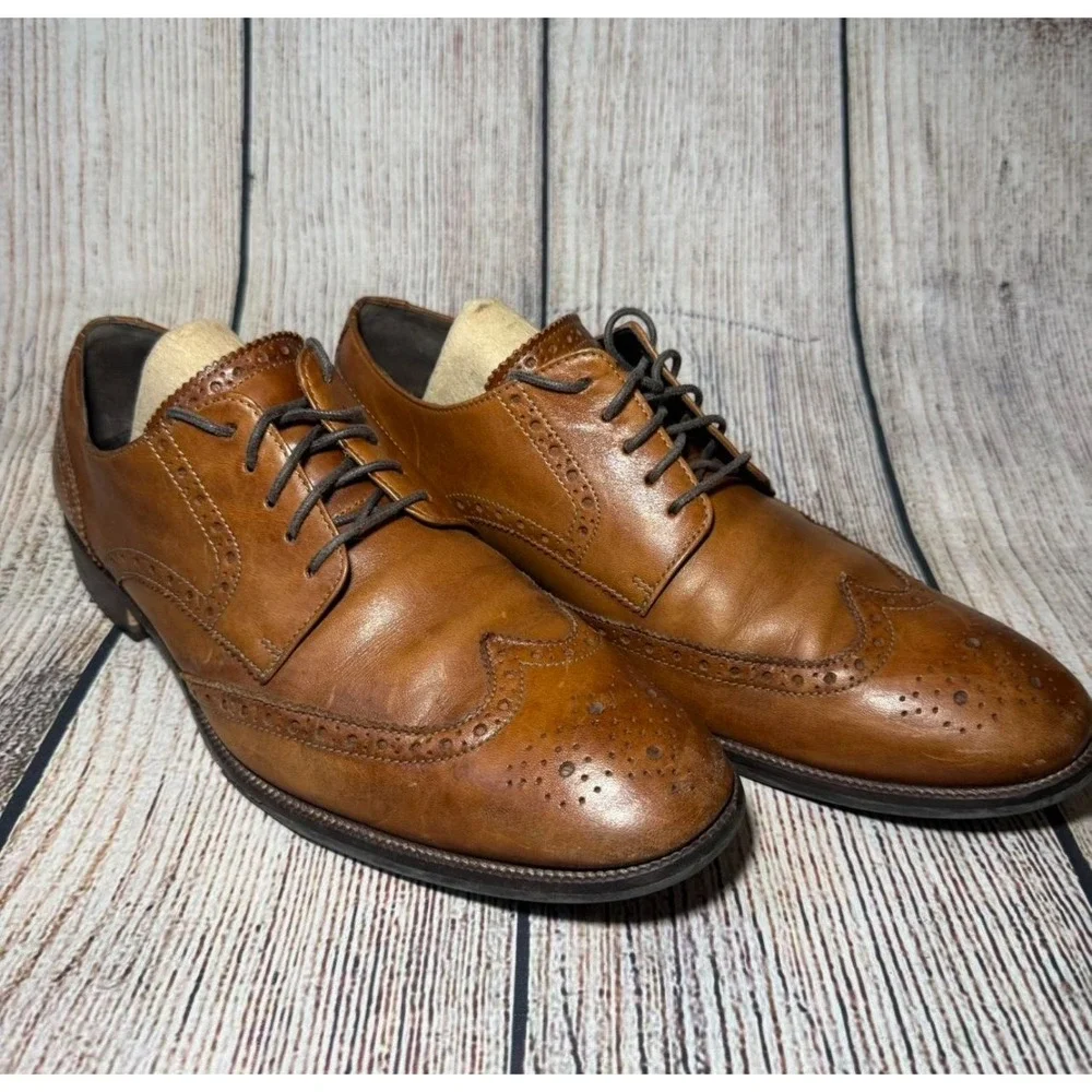 Cole Haan Benton Wingtip‎ Oxfords Il British Tan Leather C24116 Mens Size 10 M